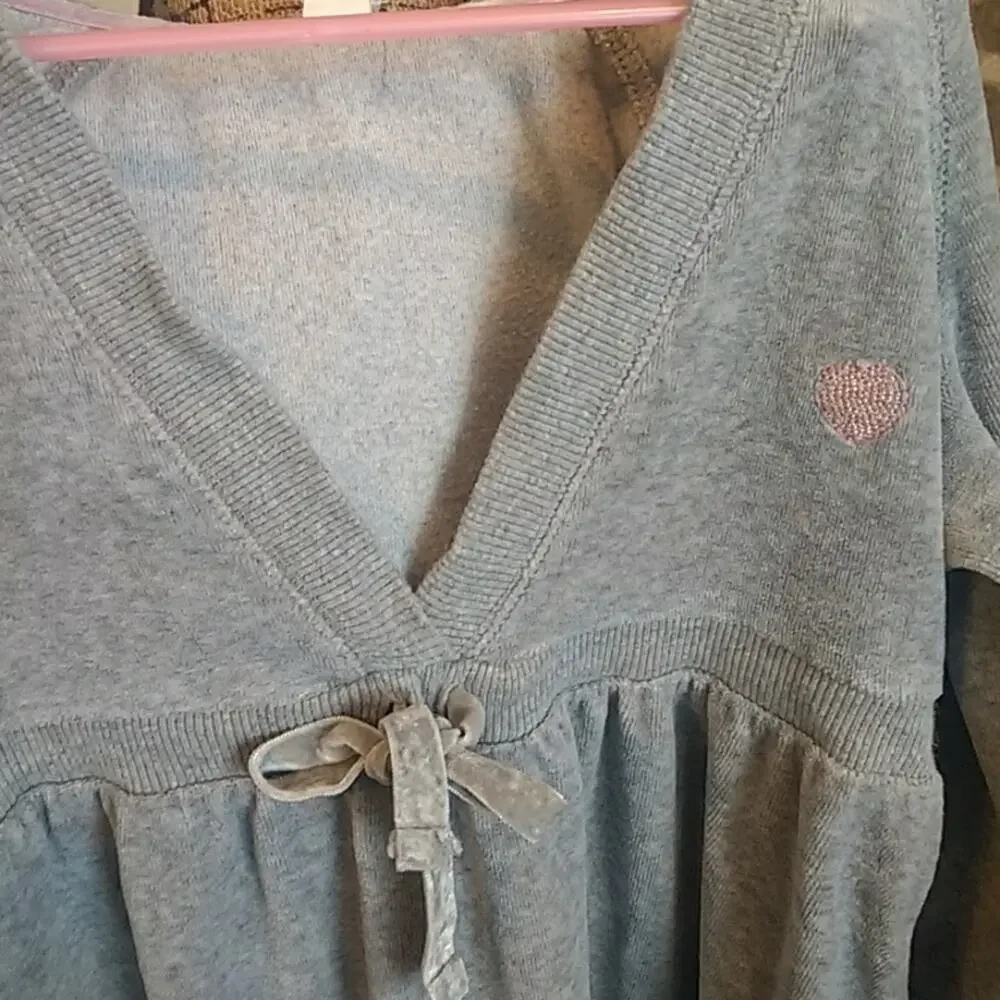 Gap Gray Velour Hoodie Long Sleeve Dress sz 8